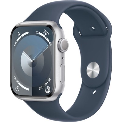 Apple Watch Series 9 Aluminium 45mm Silver with Storm Blue Sport Band Εκθεσιακό New Open Box (18/08/25)